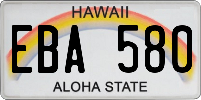 HI license plate EBA580