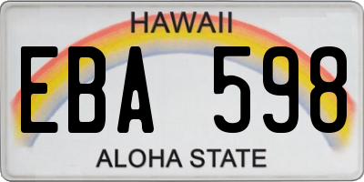 HI license plate EBA598