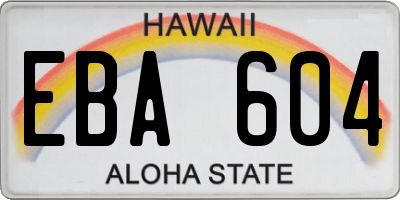 HI license plate EBA604