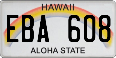 HI license plate EBA608