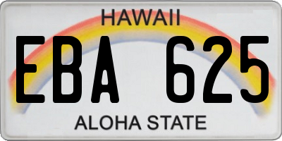 HI license plate EBA625