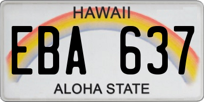 HI license plate EBA637