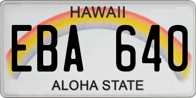 HI license plate EBA640