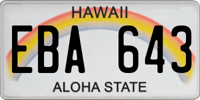 HI license plate EBA643
