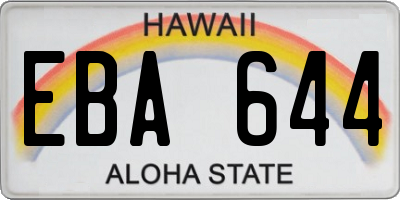 HI license plate EBA644