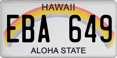 HI license plate EBA649