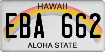 HI license plate EBA662