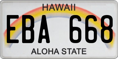 HI license plate EBA668