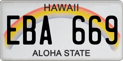 HI license plate EBA669