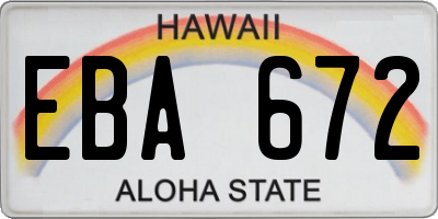 HI license plate EBA672