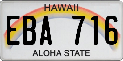 HI license plate EBA716