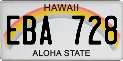 HI license plate EBA728