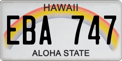 HI license plate EBA747