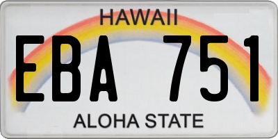 HI license plate EBA751