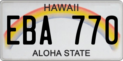 HI license plate EBA770