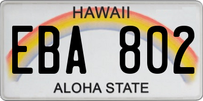 HI license plate EBA802