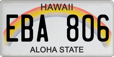 HI license plate EBA806