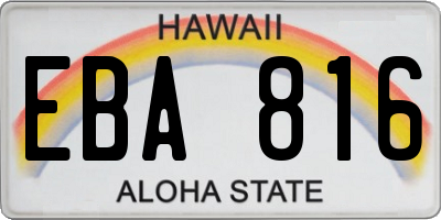 HI license plate EBA816