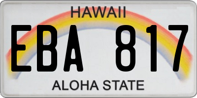 HI license plate EBA817