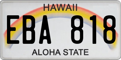 HI license plate EBA818