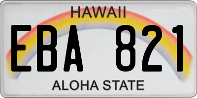 HI license plate EBA821