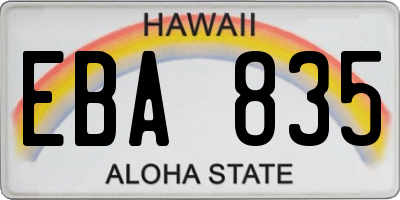 HI license plate EBA835