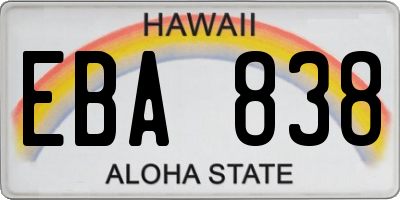 HI license plate EBA838