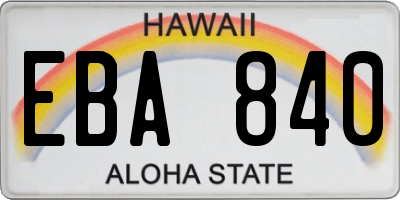 HI license plate EBA840