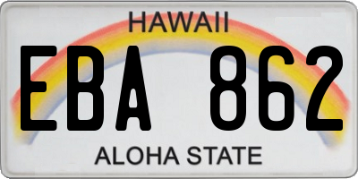 HI license plate EBA862