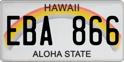 HI license plate EBA866