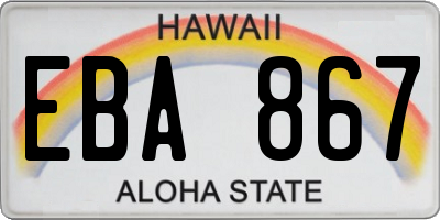 HI license plate EBA867