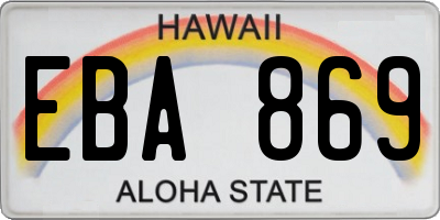 HI license plate EBA869