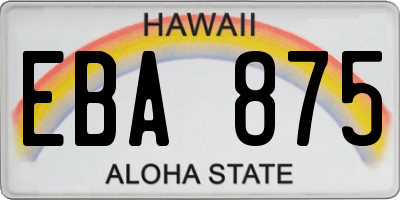 HI license plate EBA875