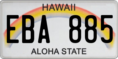 HI license plate EBA885