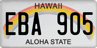 HI license plate EBA905