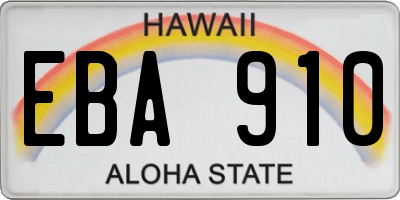 HI license plate EBA910
