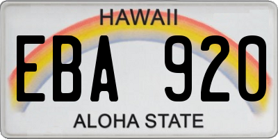 HI license plate EBA920