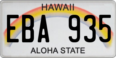 HI license plate EBA935