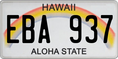 HI license plate EBA937