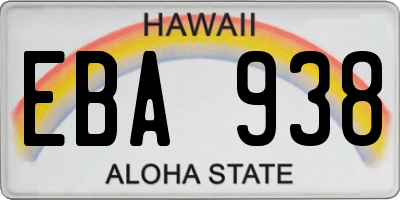 HI license plate EBA938