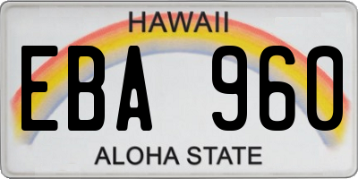 HI license plate EBA960