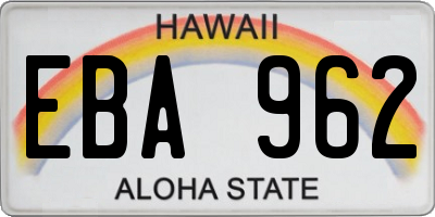 HI license plate EBA962