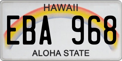 HI license plate EBA968
