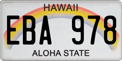 HI license plate EBA978