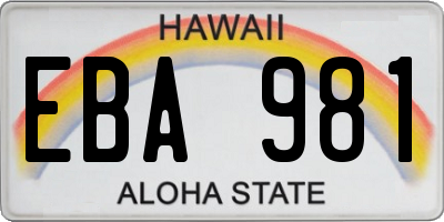 HI license plate EBA981