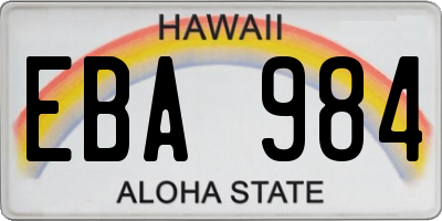 HI license plate EBA984
