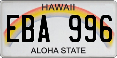 HI license plate EBA996