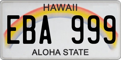 HI license plate EBA999