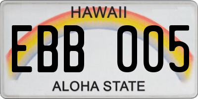 HI license plate EBB005