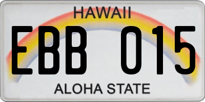 HI license plate EBB015